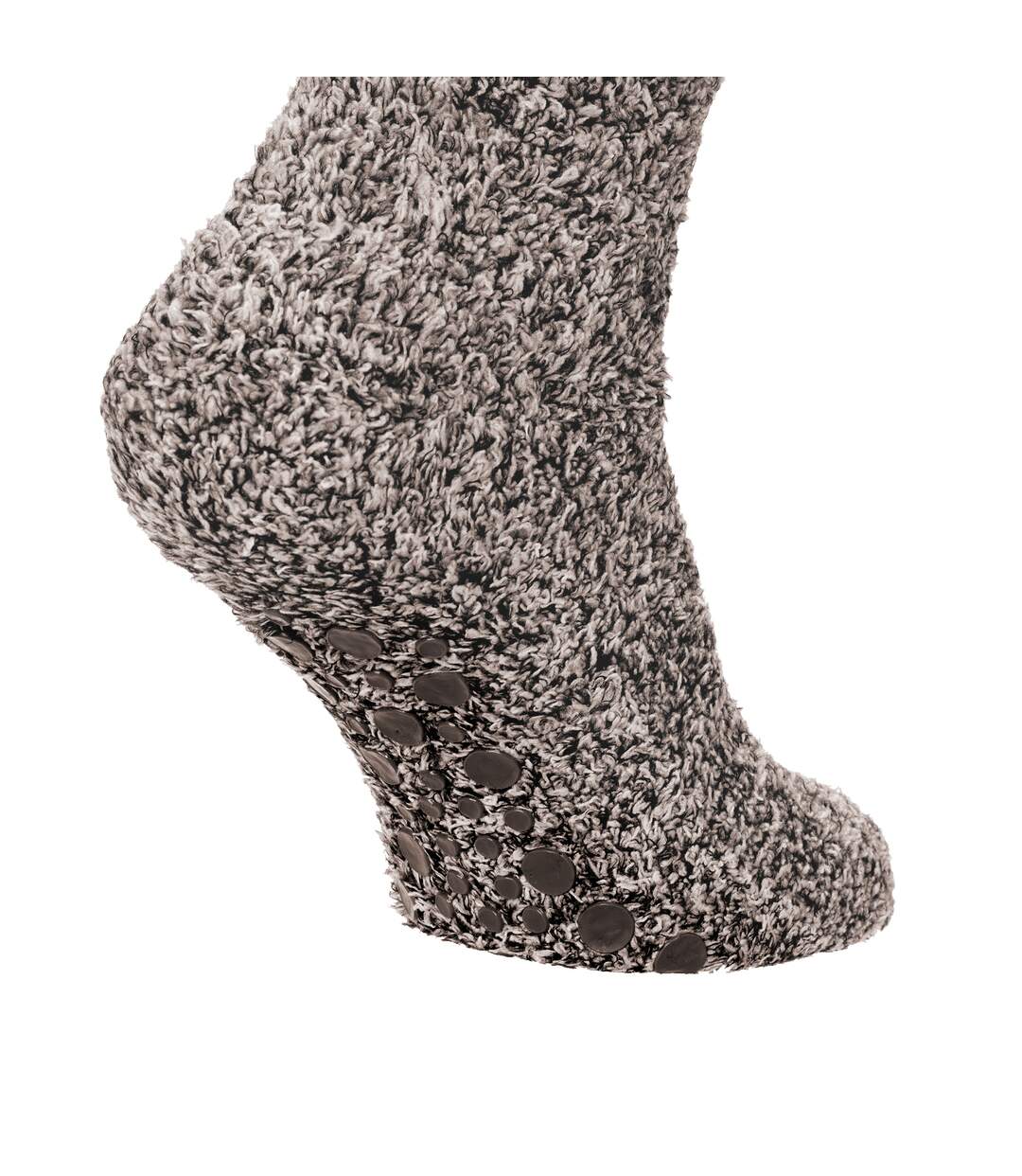 Mens warm slipper socks with rubber non slip grip brown Floso-3