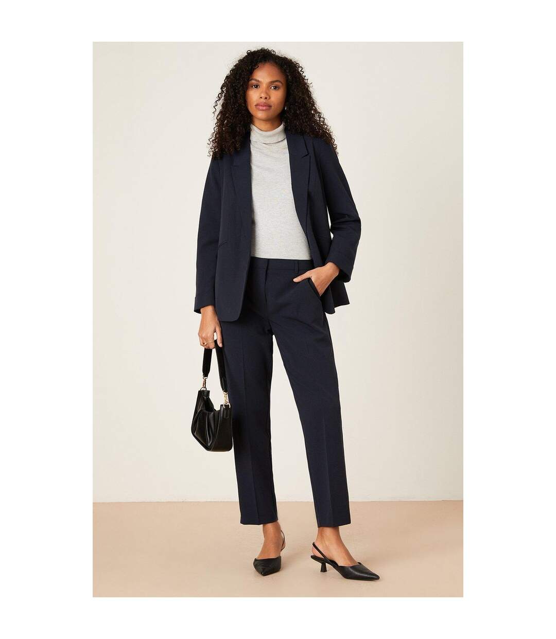 Womens/ladies Slim Ankle Grazer Trousers Navy Dorothy Perkins-1