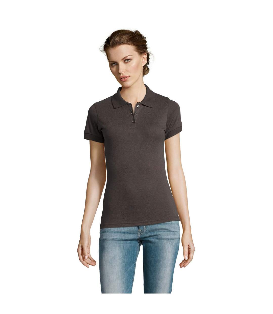 Polo manches courtes prime femme gris foncé SOLS