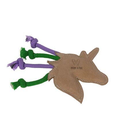 Digby & Fox Unicorn Leather Interactive Dog Toy (Brown/Green/Purple) (One Size) - UTER2014