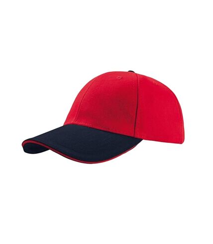 Casquette sandwich en coton épais mixte rouge / bleu marine Atlantis