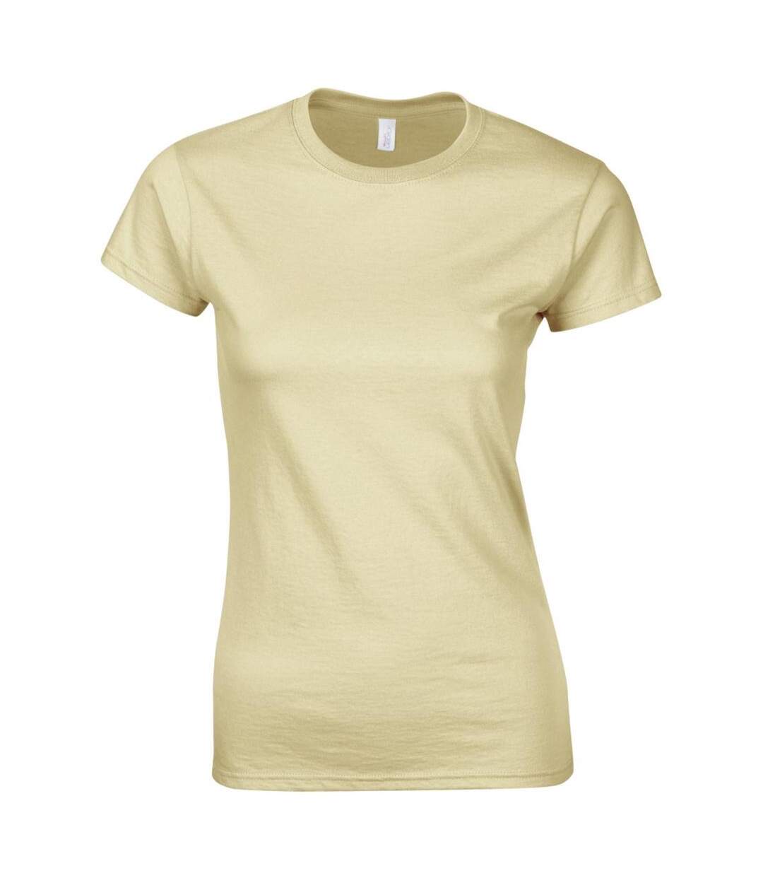 T-shirt À Manches Courtes Femme Beige Gildan-1