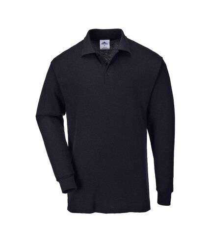 Portwest Mens Genoa Long-Sleeved Polo Shirt (Black)