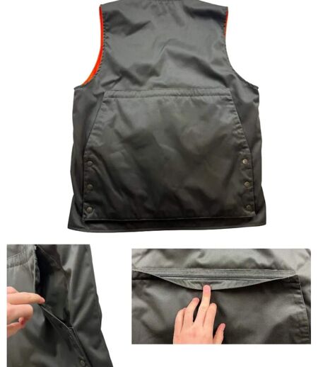 LEDERTYS DUO — Gilet sans manches kaki & orange : réversibilité et sécurité en chasse