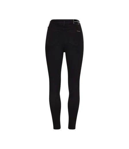 Womens/ladies High Rise Super Skinny Jeans Black Denim Calvin Klein