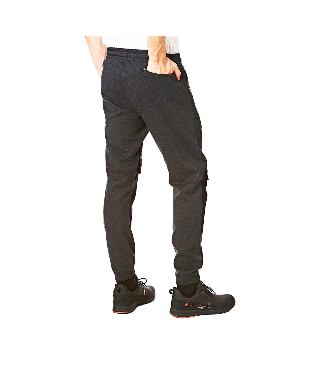 Mens classic plain jogging bottoms charcoal marl Iron Mountain-2