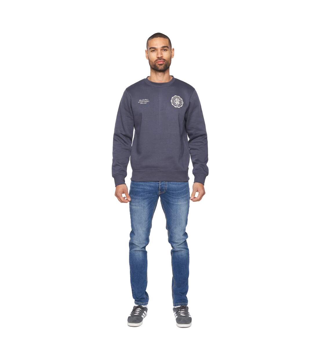 Mens keyaan crew neck sweatshirt navy Duck and Cover-3