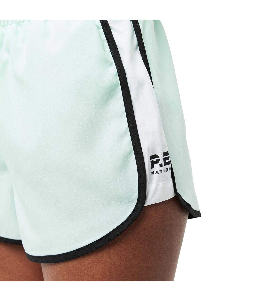 Short Sport Motif/style Passepoil Contrasté Femme Vert Turquoise Pâle Blanc PE Nation-4