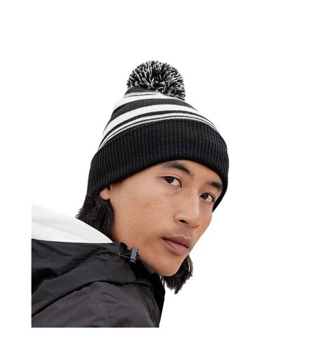 Unisex adult fan striped beanie black/white Beechfield
