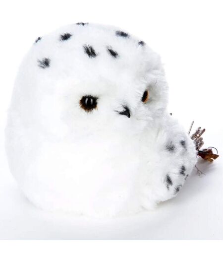 Statuette Déco Hibou Fourrure 21cm Blanc