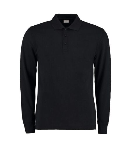 Mens Pique Long-sleeved Polo Shirt Black Kustom Kit