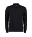 Mens Pique Long-sleeved Polo Shirt Black Kustom Kit-1