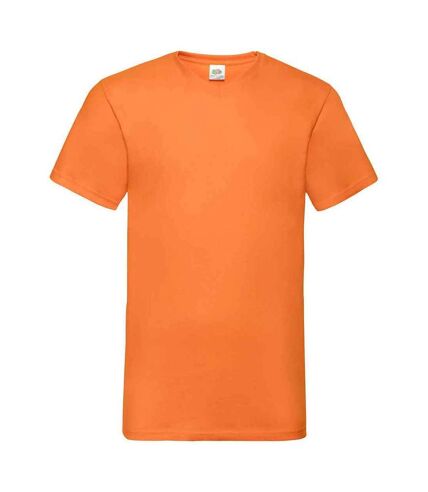 Mens valueweight v neck t-shirt orange Fruit of the Loom