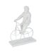 Statuette Déco Singe Vélo 25cm Blanc-1