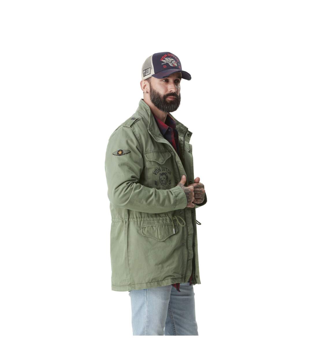 Veste homme militaires avec badges en coton M65 Vondutch-3