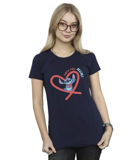 Disney T-shirt en coton Femme/Ladies Lilo & Stitch Love You Mum (Bleu marine) - UTBI25738