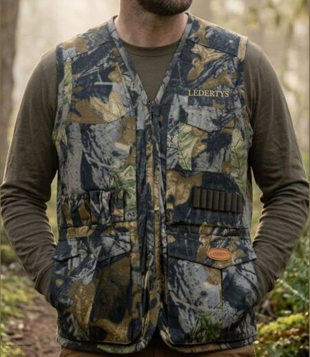 Gilet de Chasse LEDERTYS Forestwood LY0205 – Camouflage, Robustesse et Organisation Maximale