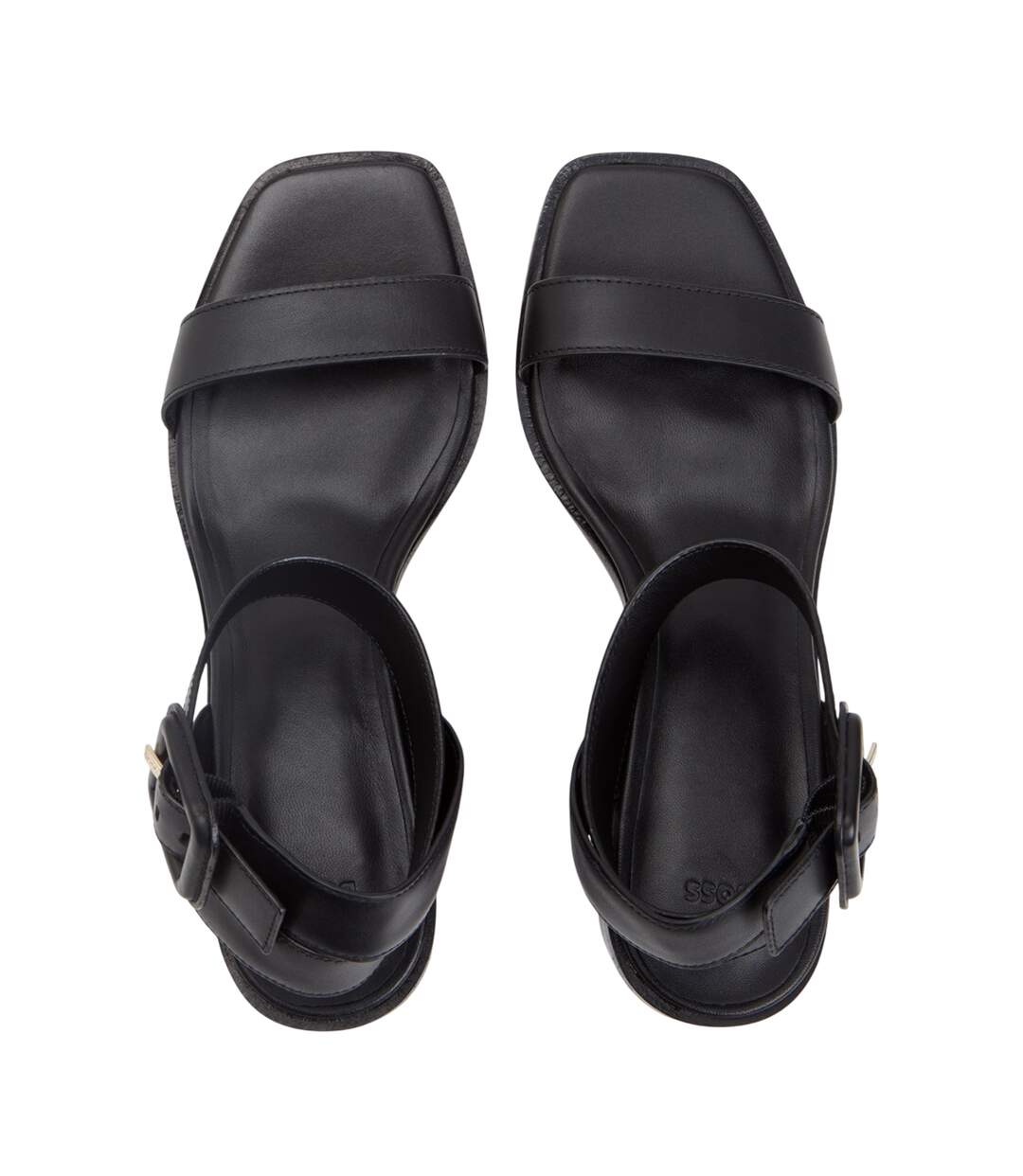 Womens/ladies Charlize Leather Block Heel Sandals Black Boss-3