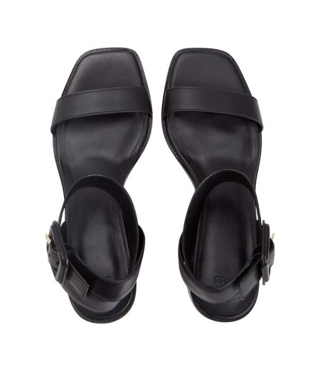 Womens/ladies Charlize Leather Block Heel Sandals Black Boss