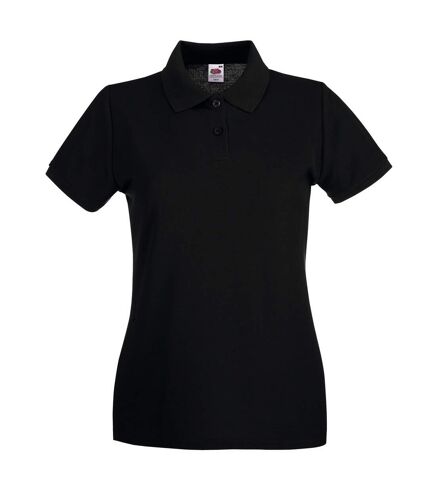Fruit Of The Loom Ladies Lady-Fit Premium Short Sleeve Polo Shirt (Black)