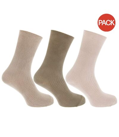 Chaussettes non élastiquées 3 paires homme olive/beige/crème Universal Textiles