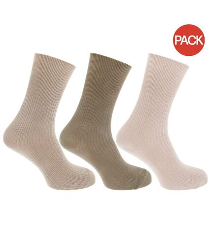 Chaussettes non élastiquées 3 paires homme olive/beige/crème Universal Textiles