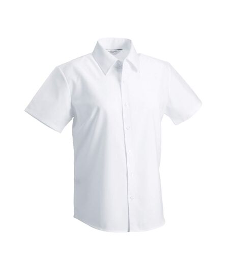 Womens/ladies Oxford Tailored Short-sleeved Shirt White Russell Collection