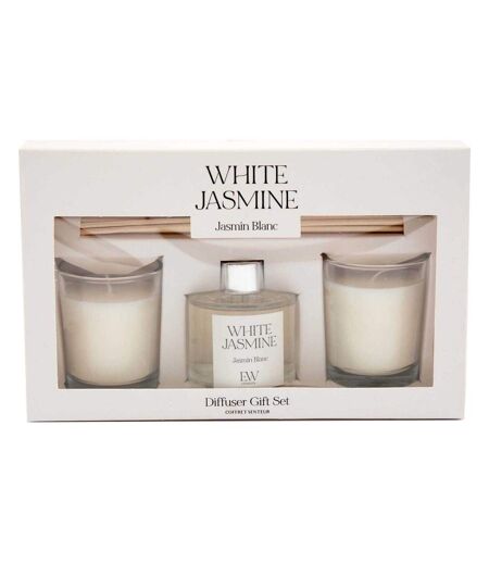 Coffret 2 bougies parfumée et diffuseur 50ml Senteur Jasmin