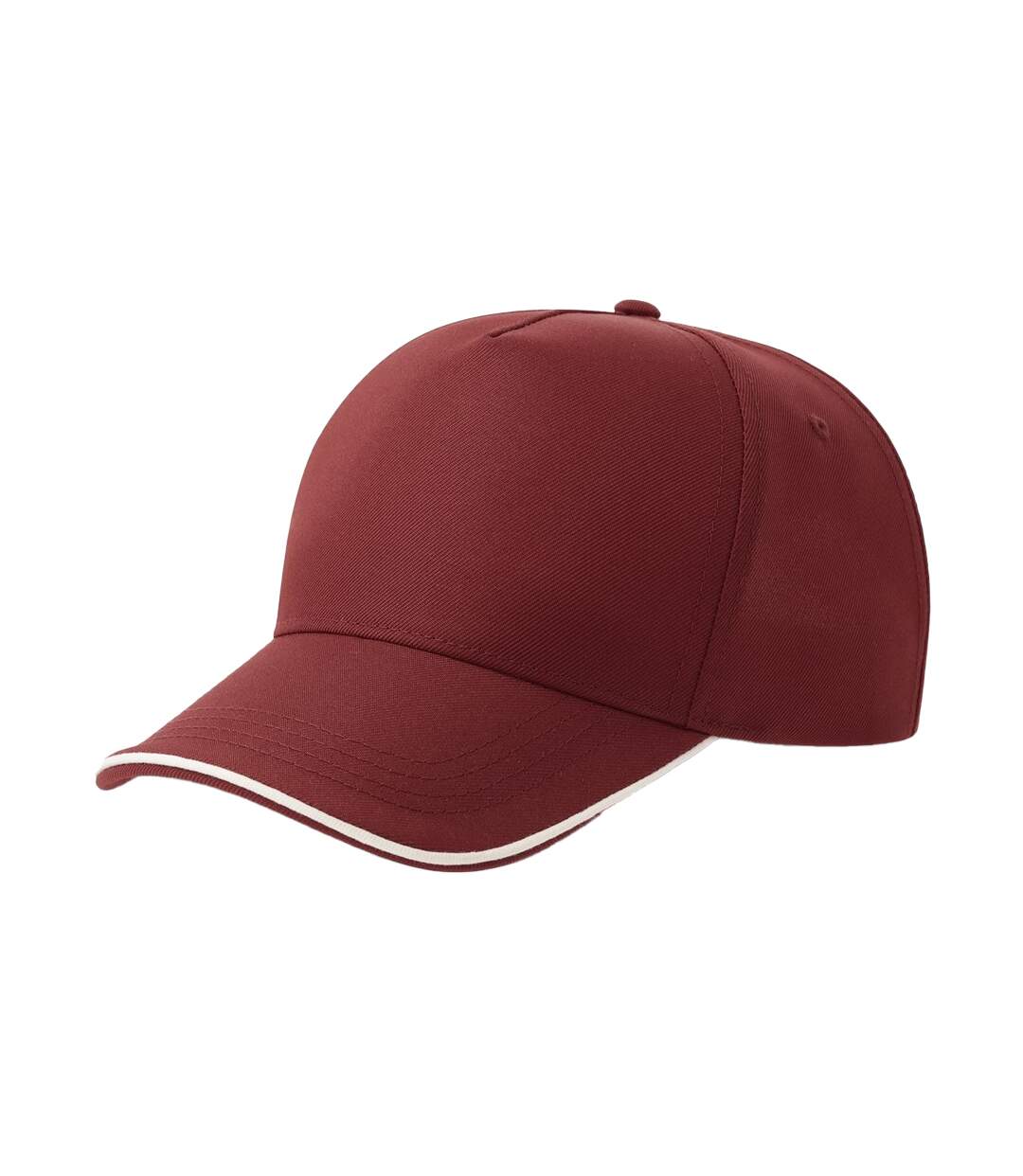 Casquette De Baseball Motif/style 5 Panneaux Recy Five Piping Adulte Bordeaux Blanc Atlantis Headwear-1
