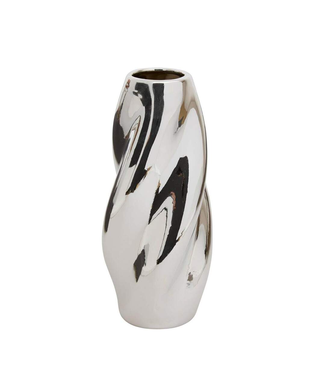 Vase Design Torsadé en Dolomite Sky 21cm Argent-1