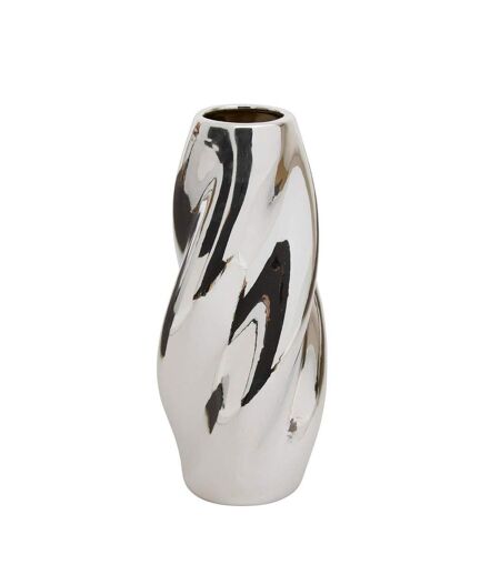 Vase Design Torsadé en Dolomite Sky 21cm Argent