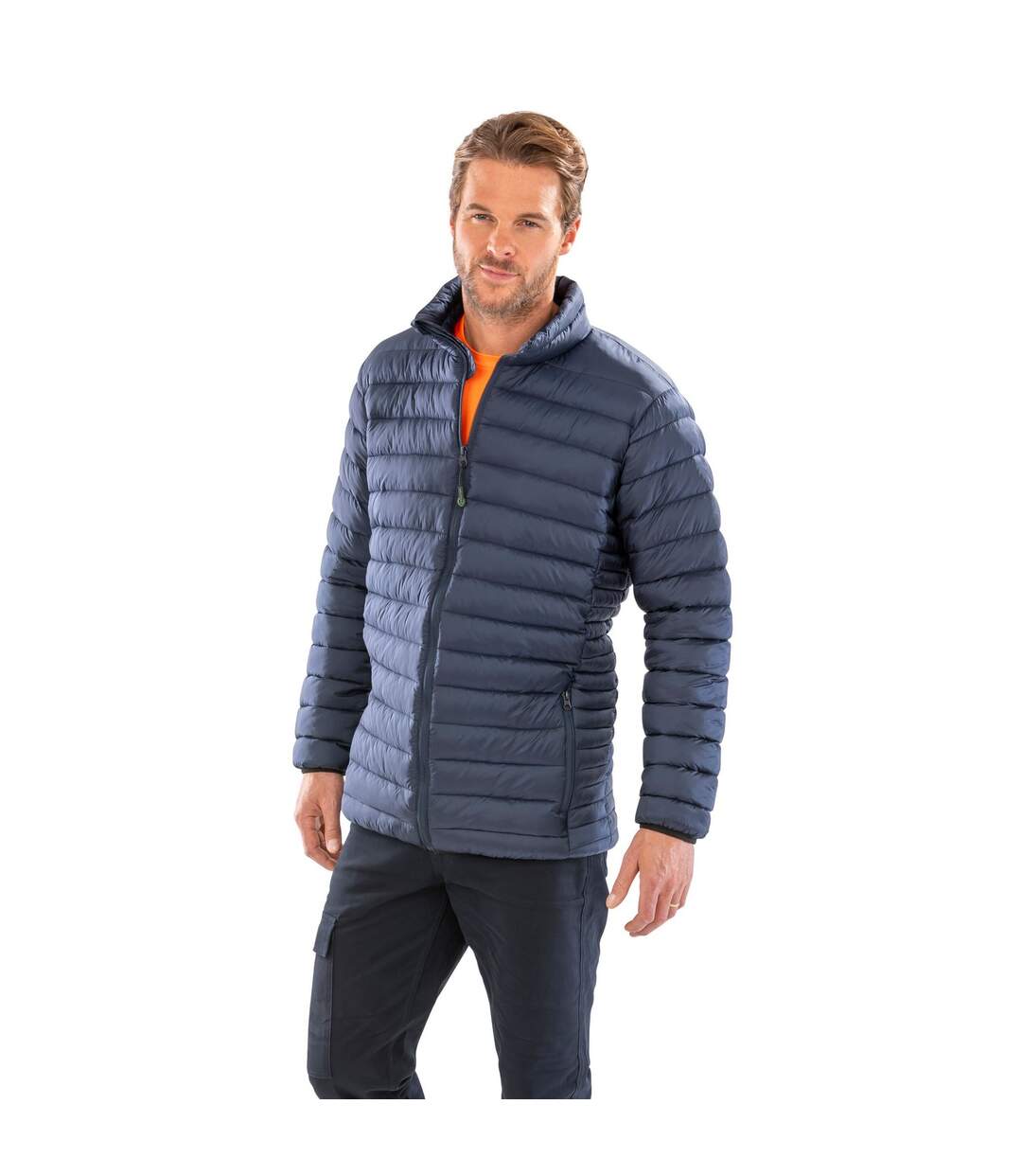 Unisex adult quilted padded jacket navy Result Genuine Recycled-3