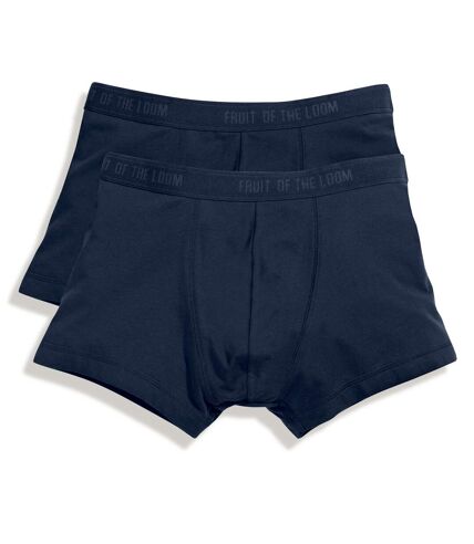 Fruit Of The Loom Mens Classic Shorty Cotton Rich Boxer Shorts (Pack Of 2) (Deep Navy) - UTBC3357