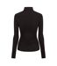 Womens/ladies Plain Long-sleeved Base Layer Top Black USA-3