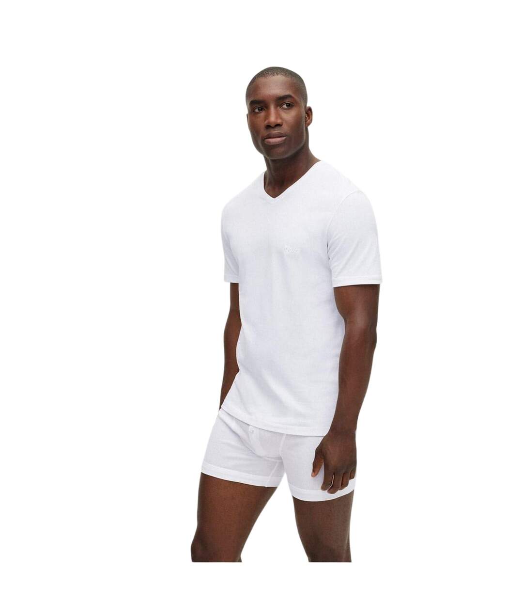 Lot De 3  T-shirts Motif/style Logo Homme Blanc Boss-4