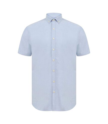 Henbury Mens Modern Short Sleeve Slim Fit Oxford Shirt (Blue)