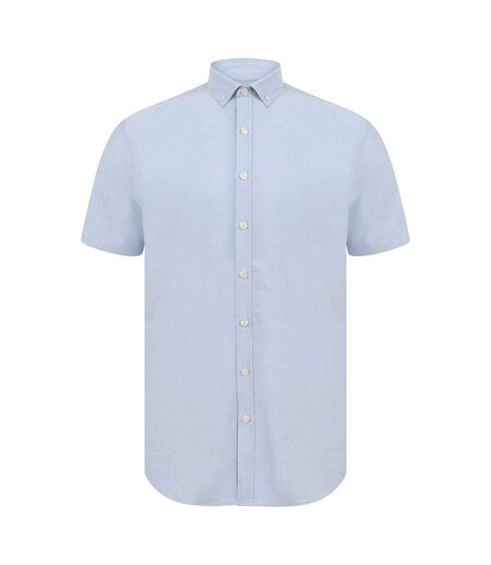 Henbury Mens Modern Short Sleeve Slim Fit Oxford Shirt (Bleu) - UTPC3830