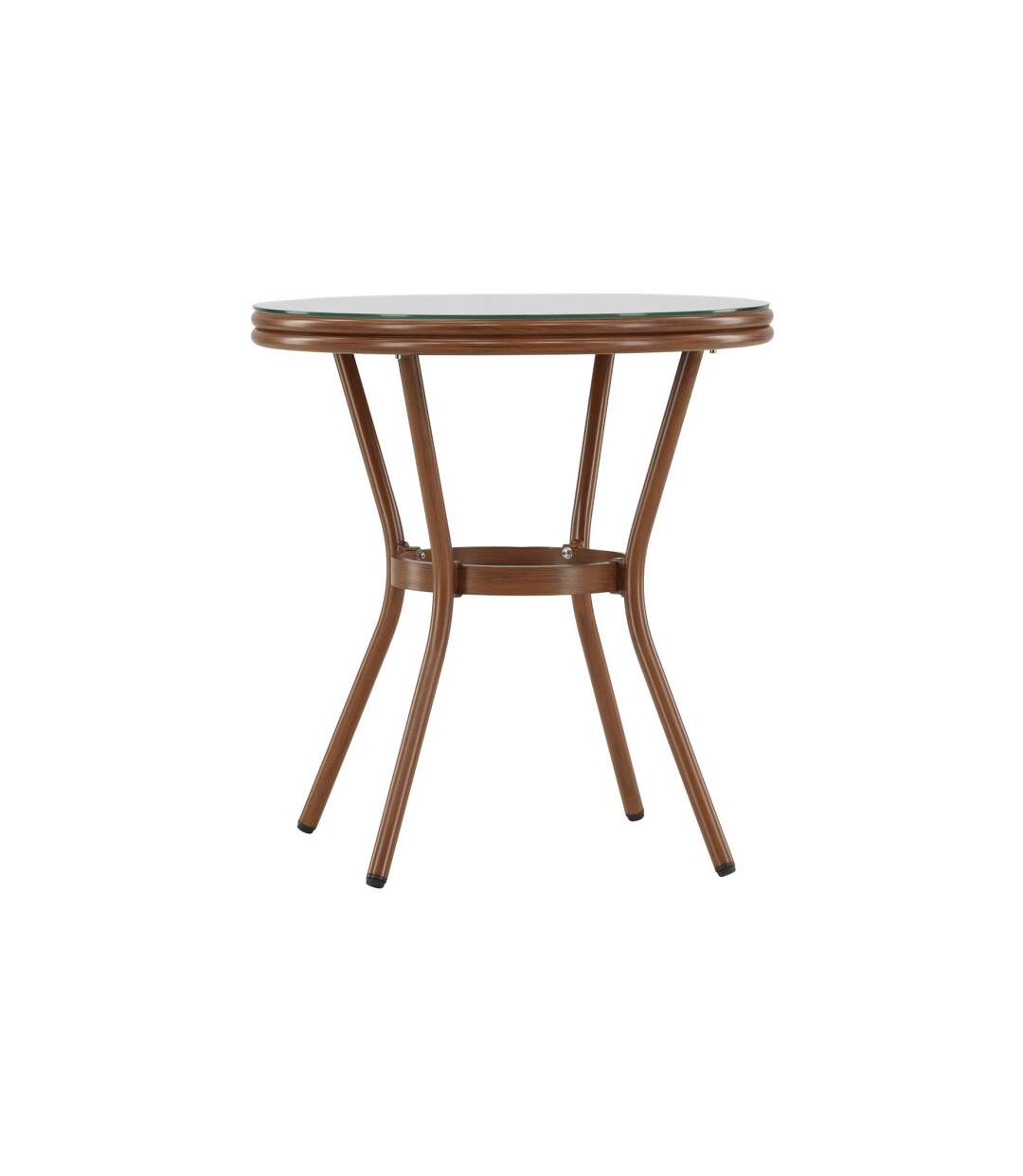 Table de Jardin en Verre Loures 75cm Marron-1