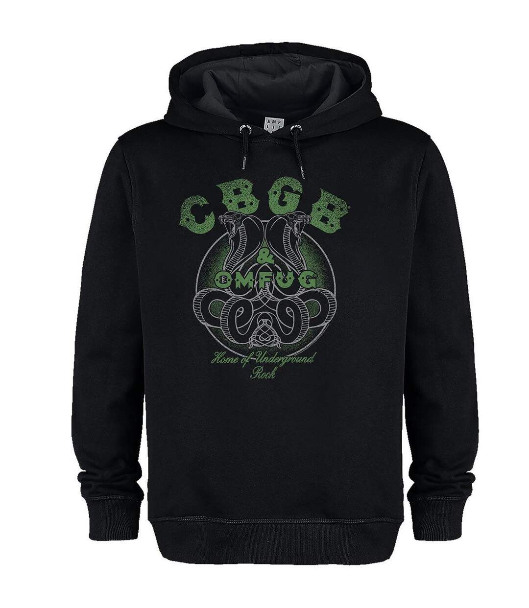 Unisex Adult Cbgb Snake Logo Hoodie Black Amplified-1