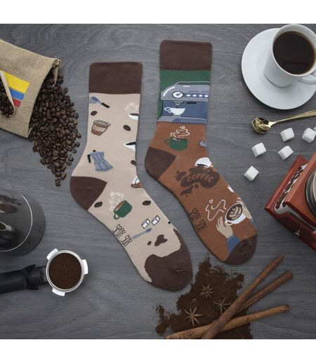 1 Pack Unisex Mismatched Novelty Odd Socks - Coffee