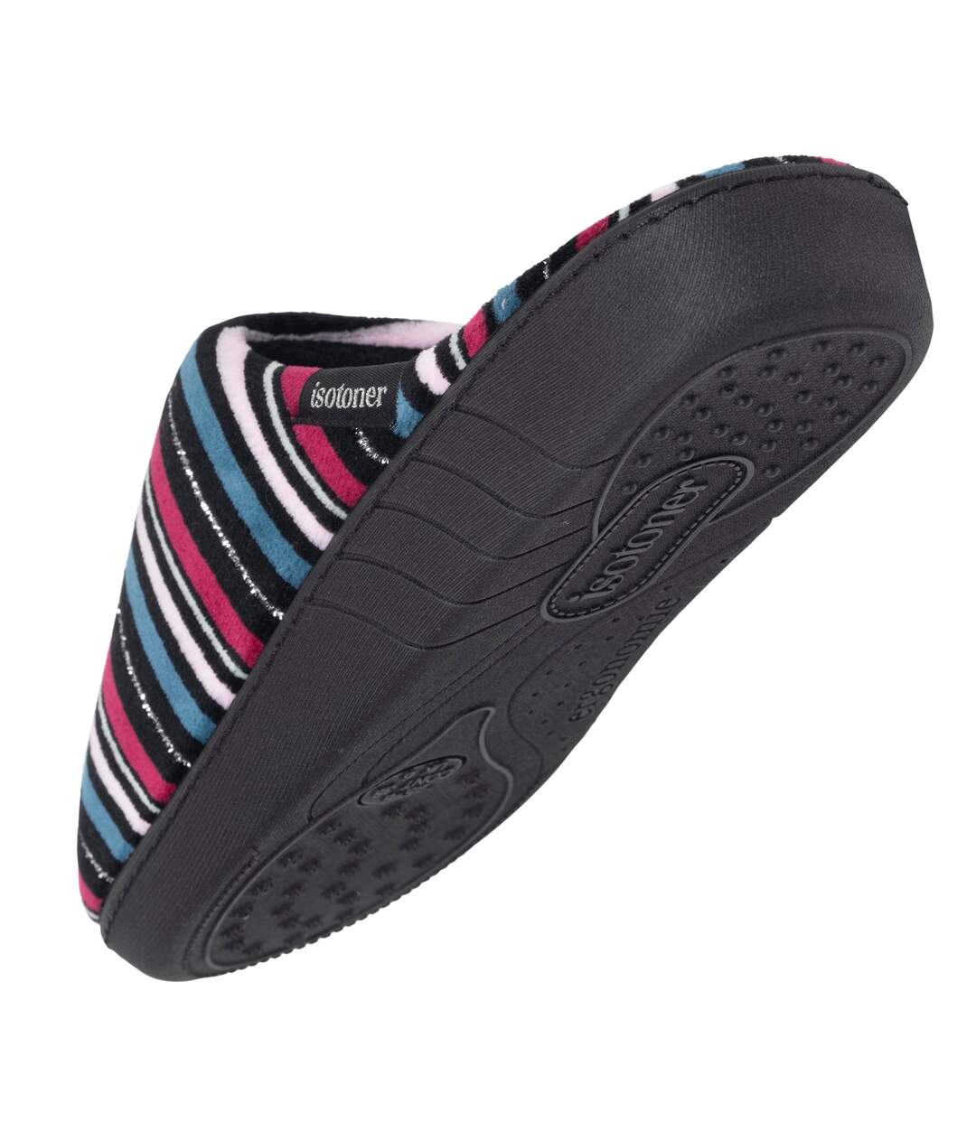 Isotoner Chaussons Mules femme microvelours semelle ergonomique, mousse à mémoire forme-5