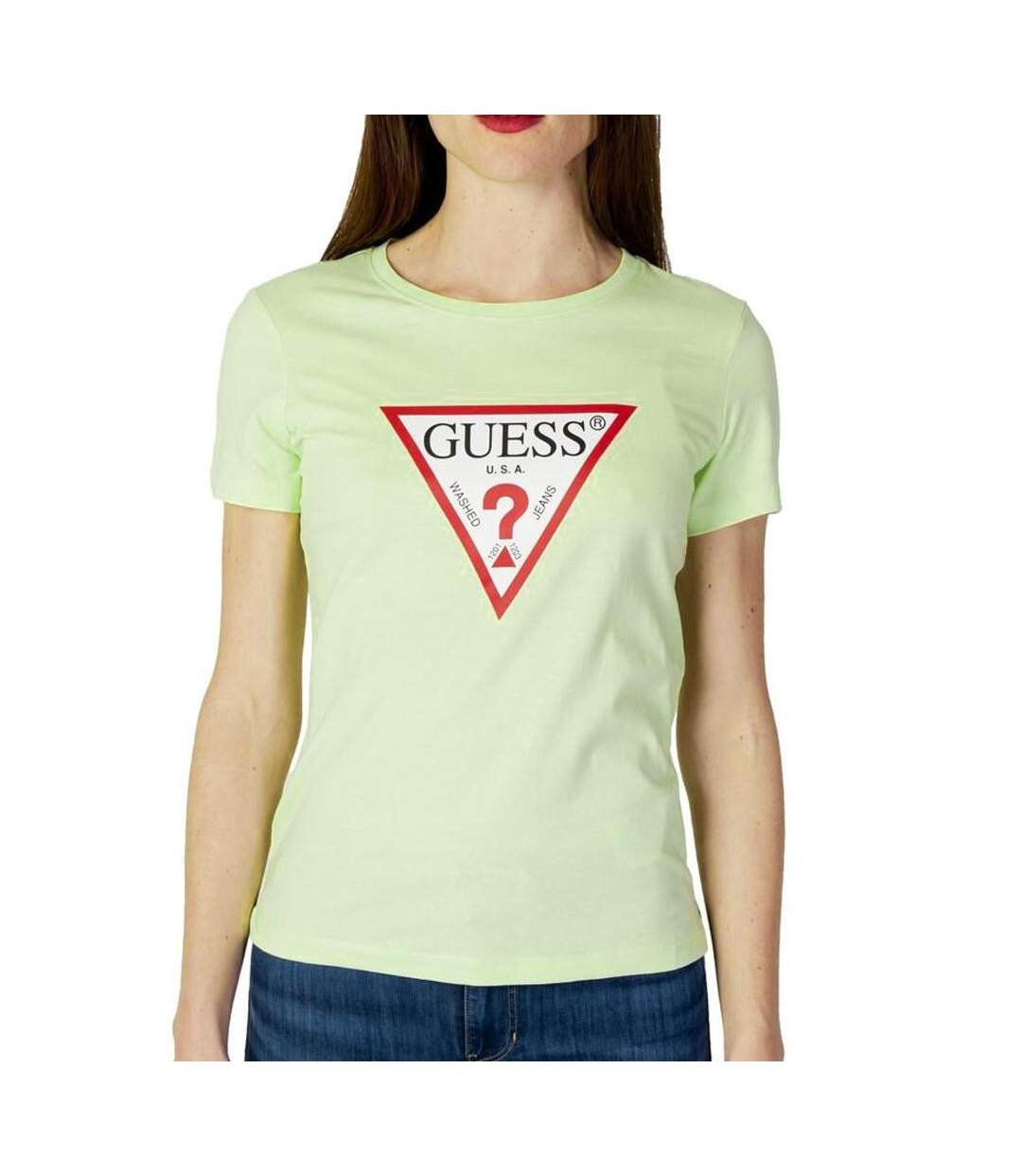 T-shirt Vert Pale Femme Guess Original - L