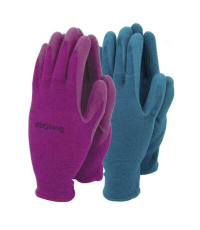 Town & Country Womens/Ladies Sure Grip Gardening Gloves (Pack of 2) (Pink/Blue) (One Size)