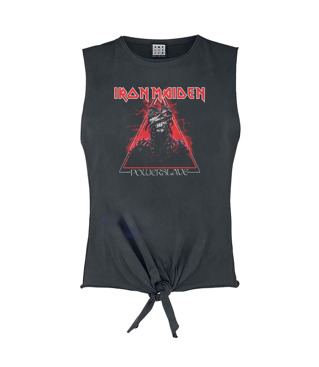 Womens/ladies Red Powerslave Iron Maiden Sleeveless Top Charcoal Amplified-1