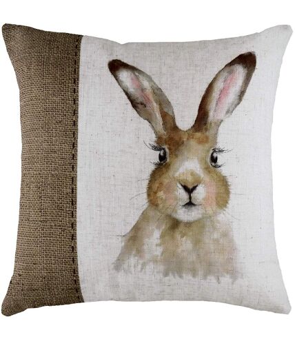 Evans Lichfield Hessian Hare Throw Pillow Cover (White/Brown) (30cm x 50cm) - UTRV1971