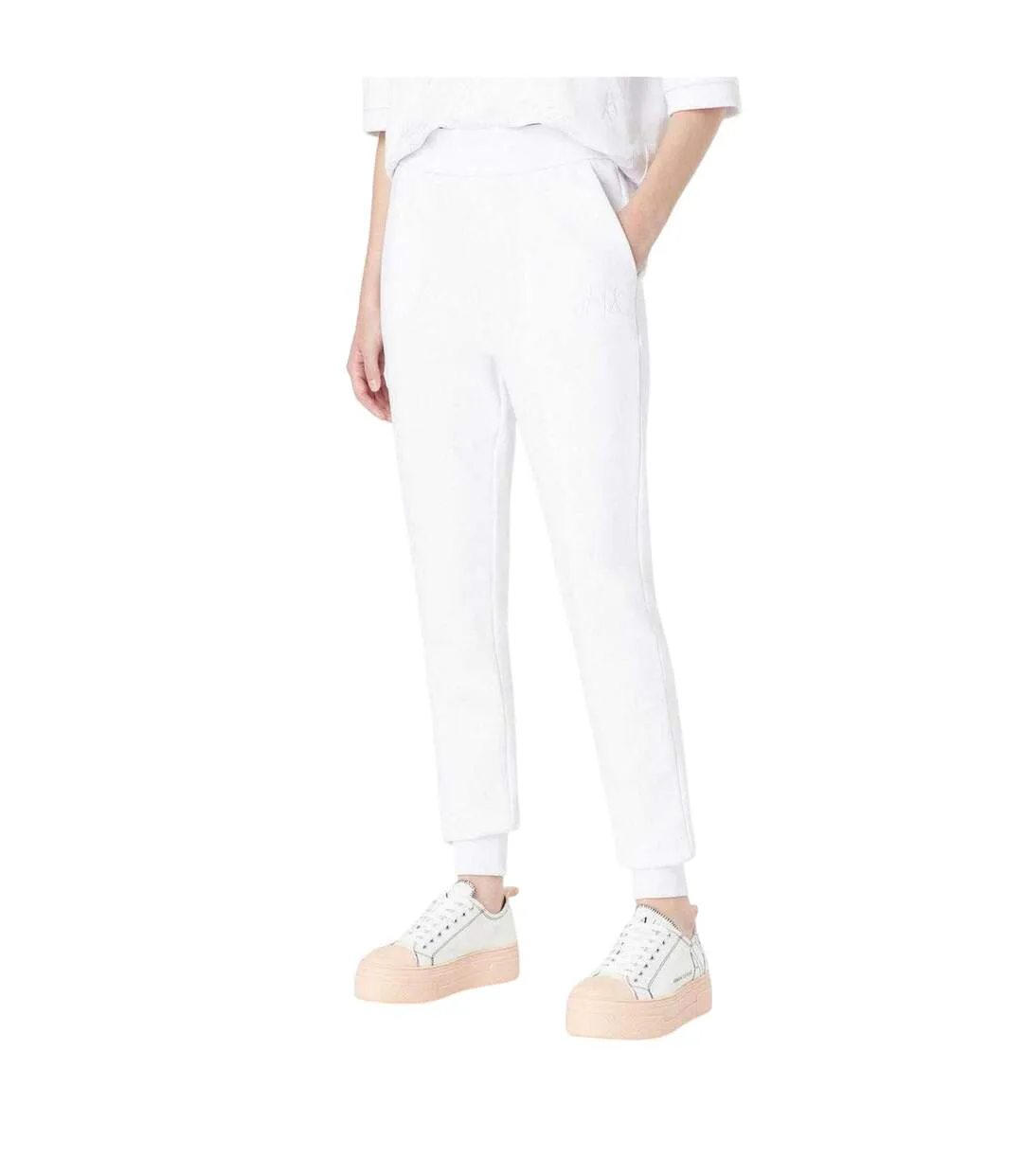 Womens/ladies Cotton Blend Trousers White Armani Exchange-3