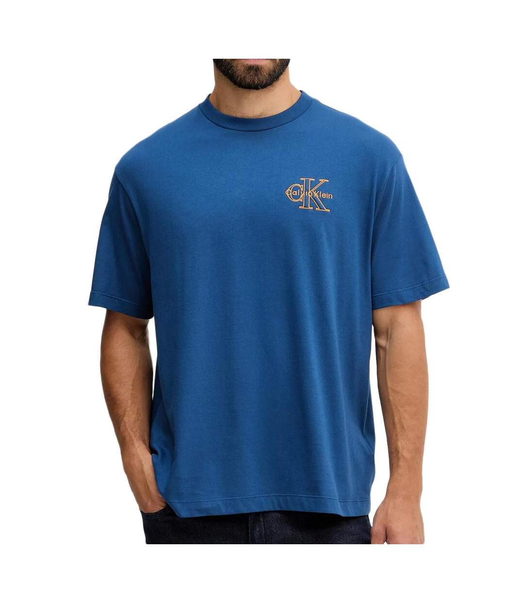 T-Shirt bleu homme calvin klein jeans monolog-1