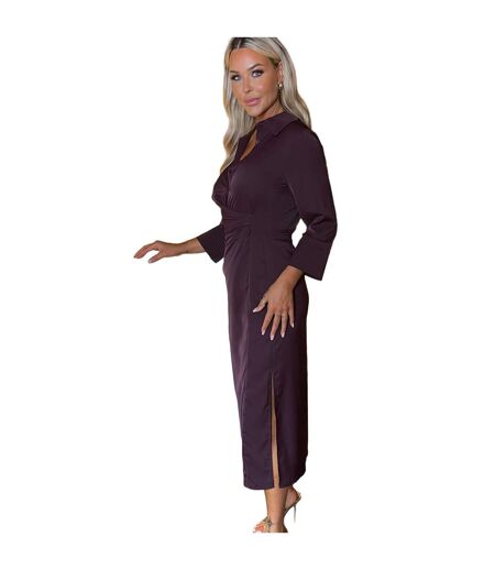 Robe Chemisier Mi-longue Femme Pourpre AX Paris