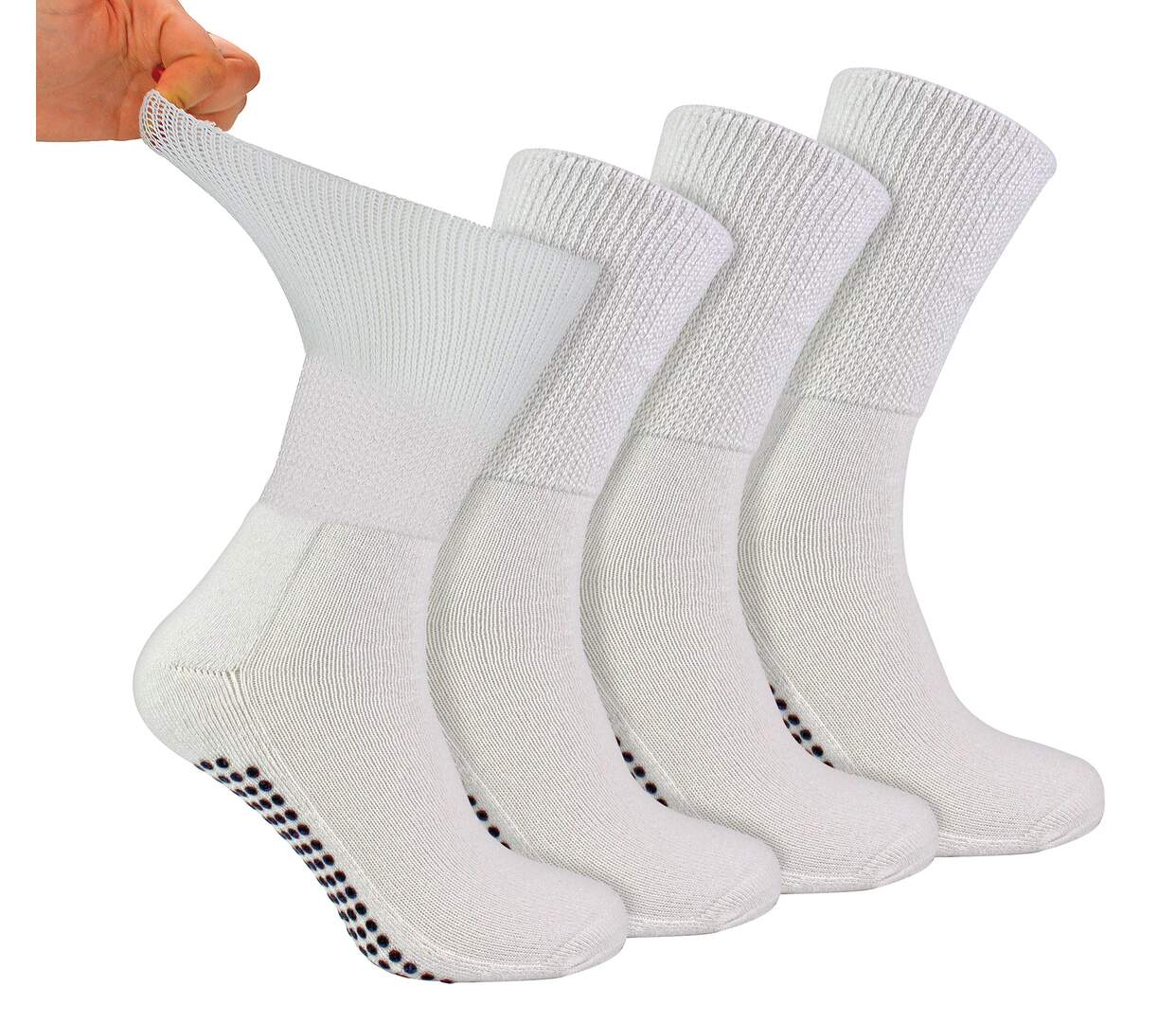 4 Paires Chaussettes Diabétiques Antidérapantes, Chaussettes Bambou Extra Large-1