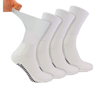 4 Paires Chaussettes Diabétiques Antidérapantes, Chaussettes Bambou Extra Large